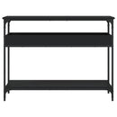 konsolbord med hylde 100x29x75 cm konstrueret træ sort