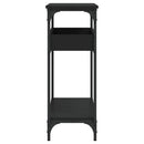 konsolbord med hylde 100x29x75 cm konstrueret træ sort