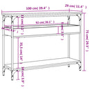 konsolbord med hylde 100x29x75 cm konstrueret træ sort