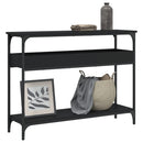 konsolbord med hylde 100x29x75 cm konstrueret træ sort