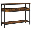 konsolbord med hylde 100x29x75 cm konstrueret træ røget eg
