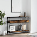 konsolbord med hylde 100x29x75 cm konstrueret træ røget eg