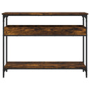 konsolbord med hylde 100x29x75 cm konstrueret træ røget eg