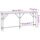 konsolbord 180x23x75 cm konstrueret træ røget egetræsfarve