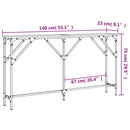 konsolbord 140x23x75 cm konstrueret træ røget egetræsfarve