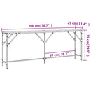 konsolbord 200x29x75 cm konstrueret træ sort