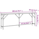 konsolbord 200x29x75 cm konstrueret træ sonoma-eg