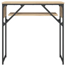 konsolbord med hylde 75x30x75 cm konstrueret træ sonoma-eg
