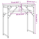 konsolbord med hylde 75x30x75 cm konstrueret træ røget eg