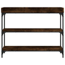 konsolbord med hylder 100x30x80 cm røget egetræsfarve