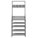 tøjstativ med skoopbevaring 70x34x184 cm grå sonoma-eg