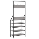 tøjstativ med skoopbevaring 70x34x184 cm grå sonoma-eg