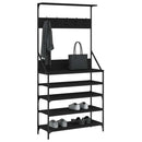 tøjstativ med skoopbevaring 90x34x184 cm sort
