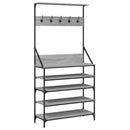 tøjstativ med skoopbevaring 90x34x184 cm grå sonoma-eg