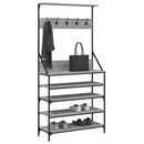 tøjstativ med skoopbevaring 90x34x184 cm grå sonoma-eg
