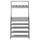 tøjstativ med skoopbevaring 90x34x184 cm grå sonoma-eg