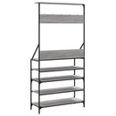 tøjstativ med skoopbevaring 90x34x184 cm grå sonoma-eg