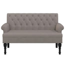 bænk med ryglæn 120x62x75,5 cm stof gråbrun