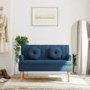 bænk med hynder 113x64,5x75,5 cm stof blå