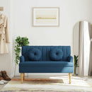 bænk med hynder 113x64,5x75,5 cm stof blå