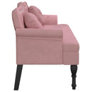 bænk med hynder 120,5x65x75 cm velour lyserød