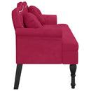 bænk med hynder 120,5x65x75 cm velour vinrød