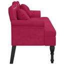 bænk med hynder 120,5x65x75 cm velour vinrød