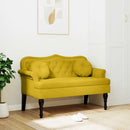 bænk med hynder 120,5x65x75 cm velour gul