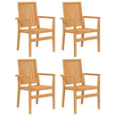 stabelbare havestole 4 stk. 56,5x57,5x91 cm massivt teaktræ