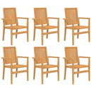 stabelbare havestole 6 stk. 56,5x57,5x91 cm massivt teaktræ