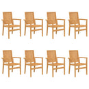 stabelbare havestole 8 stk. 56,5x57,5x91 cm massivt teaktræ