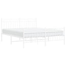 sengeramme med sengegavl og fodgærde 150x200 cm metal hvid