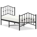 sengeramme med sengegavl og fodgærde 75x190 cm metal sort