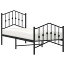 sengeramme med sengegavl og fodgærde 75x190 cm metal sort