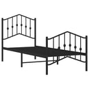 sengeramme med sengegavl og fodgærde 75x190 cm metal sort
