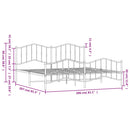 sengeramme med sengegavl og fodgærde 200x200 cm metal hvid