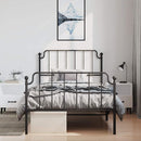 sengeramme med sengegavl og fodgærde 100x200 cm metal sort