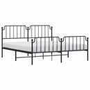 sengeramme med sengegavl og fodgærde 183x213 cm metal sort