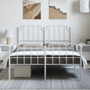 sengeramme med sengegavl og fodgærde 150x200 cm metal hvid