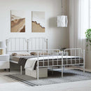sengeramme med sengegavl og fodgærde 150x200 cm metal hvid