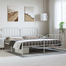 sengeramme med sengegavl og fodgærde 193x203 cm metal hvid