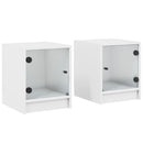 sengeborde 2 stk. med glaslåger 35x37x42 cm hvid