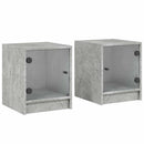 sengeborde 2 stk. med glaslåger 35x37x42 cm betongrå