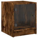 sengeborde 2 stk. med glaslåger 35x37x42 cm røget egetræsfarve