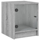 sengebord med glaslåger 35x37x42 cm grå sonoma-eg