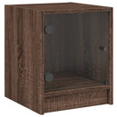 sengeborde med glaslåger 2 stk. 35x37x42 cm brun egetræ