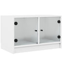tv-bord med glaslåger 68x37x42 cm hvid