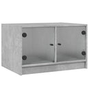 sofabord med glaslåger 68x50x42 cm betongrå