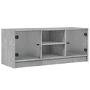 skab med glaslåger 102x37x42 cm betongrå