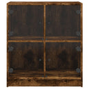 skab med glaslåger 68x37x75,5 cm røget egetræsfarve